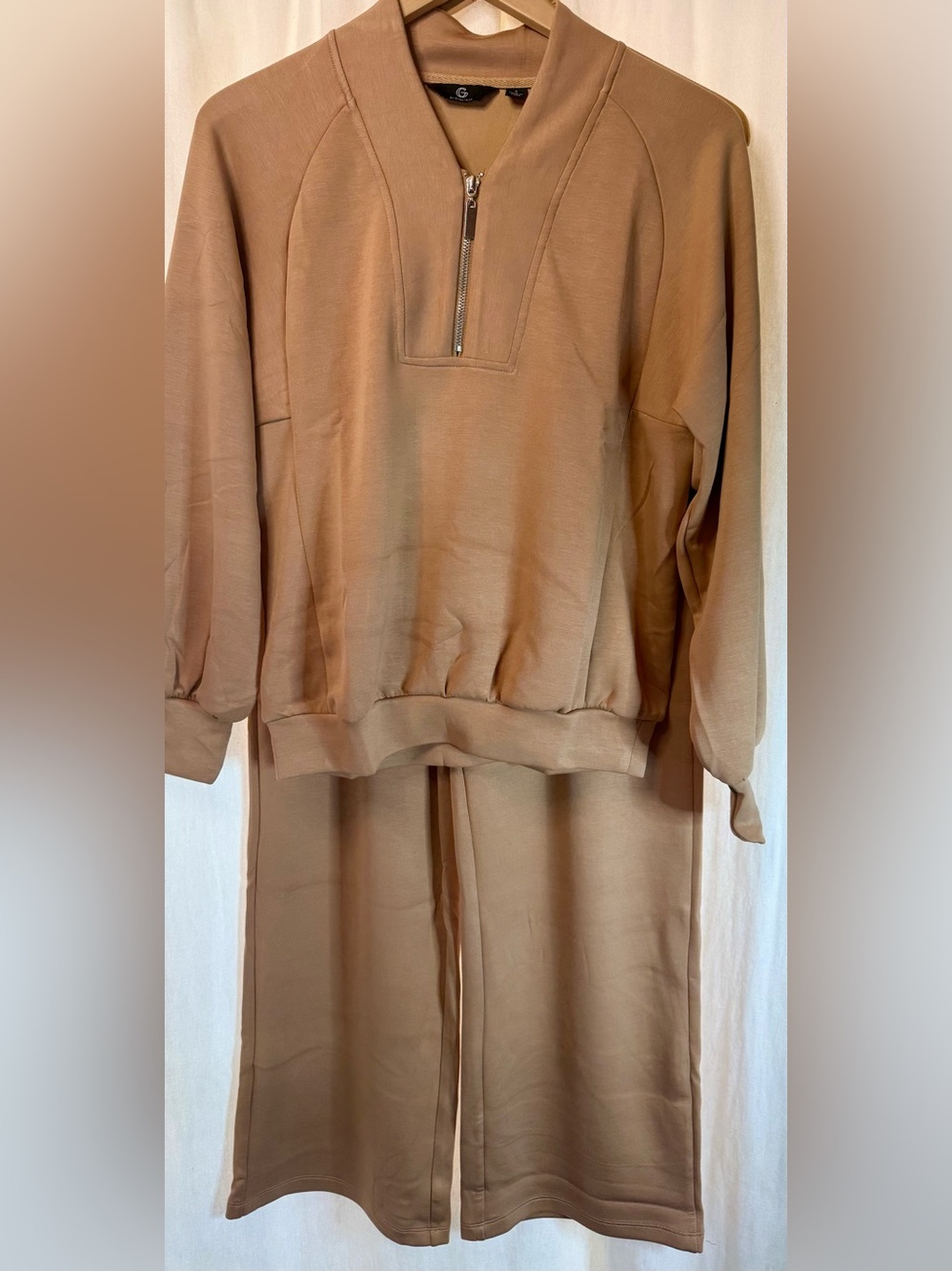 🐪 G by Giuliana Marshmallow Zip-Collar Sweatshirt and Matching Wide-Leg Pants 🐪